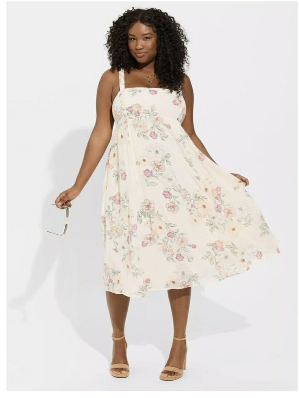 Like New Torrid Midi Chiffon Empire Waist Floral Dress In Torrid Sz. 0